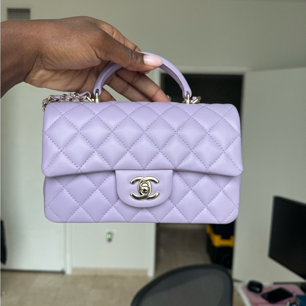 💜 CHANEL 24P MINI TOP HANDLE LILAC 💜